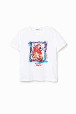 Tropisch T-shirt met papegaai - WHITE - L