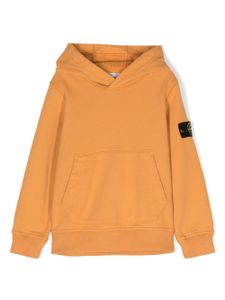 Stone Island Junior Compass-patch cotton hoodie - Orange