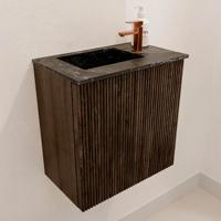 Toiletmeubel Mondiaz Joya Dlux | 40 cm | Meubelkleur Walnut | Faye wastafel Lava Wasbak Links | 1 kraangat