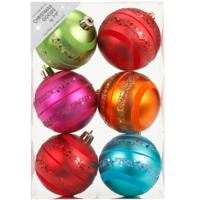 Inge goods Kerstballen - 6 stuks - gekleurd - kunststof - 8 cm