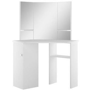 The Living Store Kaptafel Wit MDF - 111x54x141.5 cm - Spiegel - Opbergruimte