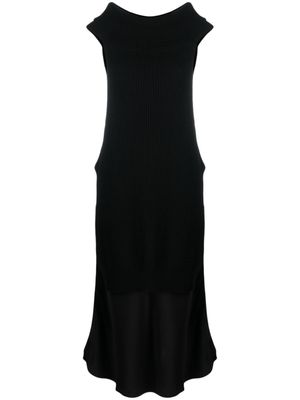 Semicouture robe longue en laine mélangée à épaules dénudées - Noir