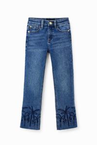 Lange flared jeans met borduursels - BLUE - 3/4