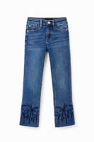 Lange flared jeans met borduursels - BLUE - 9/10 - thumbnail