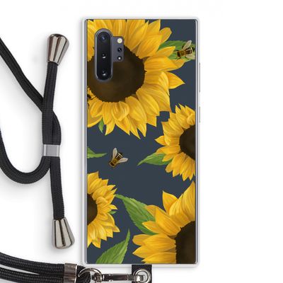 Sunflower and bees: Samsung Galaxy Note 10 Plus Transparant Hoesje met koord