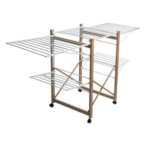 Wasrek - metaal - hout look - 176 x 60 x 103 cm - staand - droogrek - staand/inklapbaar