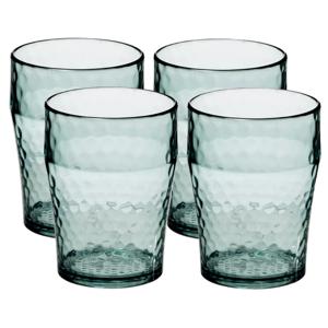 Onbreekbare drinkbekers - 4x - kunststof - transparant - 11 x 8 cm - gehamerde stijl - 400 ml