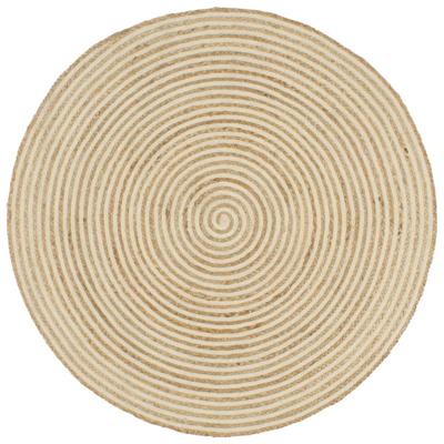 VidaXL Vloerkleed handgemaakt met spiraal ontwerp 90 cm jute wit