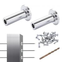 VEVOR 121 stks T316 roestvrijstalen beschermhoezen voor 1/8 "draadkabel kabelrailing DIY balustrade T316 maritieme kwaliteit met gratis boor zilver