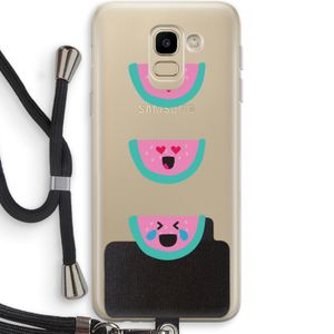 Smiley watermeloen: Samsung Galaxy J6 (2018) Transparant Hoesje met koord