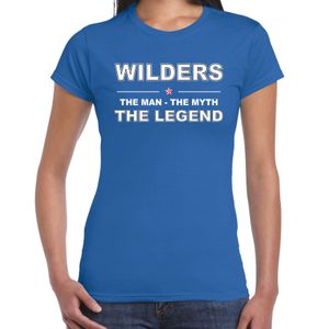 Wilders naam t-shirt the man / the myth / the legend blauw voor dames