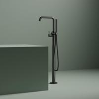 Hotbath Ace Afbouwdeel Vrijstaande Badmengkraan met Flexibele Slang en Handdouche - Zwart - V01