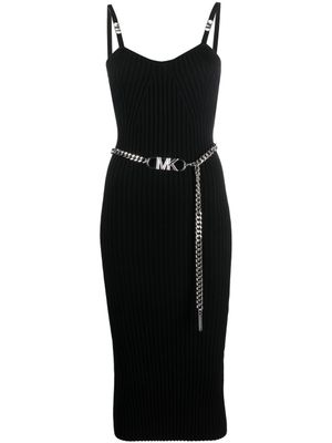 Michael Michael Kors robe nervurée à ceinture à logo - Noir