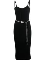 Michael Michael Kors robe nervurée à ceinture à logo - Noir