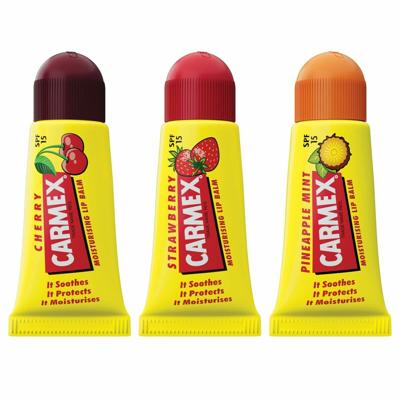 Vochtinbrengende Lippenbalsem Carmex Triplo Transparant Spf 15 Aardbei ananas Kers 3 Onderdelen (3 Stuks)