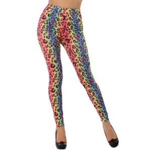 Gekleurde luipaard legging voor dames - Jaren 80 - Foute Party Carnaval verkleedkleding