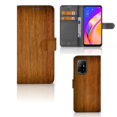 OPPO Reno5 Z | A94 5G | Book Style Case | Donker Hout | Portemonnee hoesje