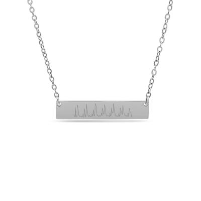 Gepersonaliseerde hartslag bar ketting - Stainless steel - Zilver