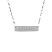 Gepersonaliseerde hartslag bar ketting - Stainless steel - Zilver