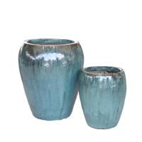 Nasser Groene Keramieken Pot Glansend - set van 2