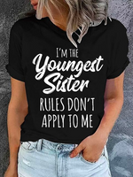 Womens Funny Sister Gift Old Sister Casual Cotton T-Shirt