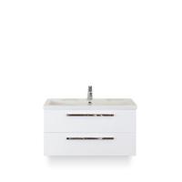 Seville Badmeubelset 100 cm - Wit Hoogglans - Wastafel Djazz 1 kraangat