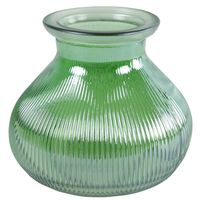 Decostar Bloemenvaas - groen/transparant glas - H12 x D15 cm - Vazen - thumbnail