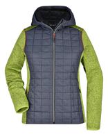 James & Nicholson JN771 Ladies´ Knitted Hybrid Jacket - Kiwi-Melange/Anthracite-Melange - M