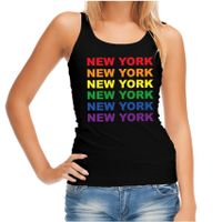 Regenboog New York gay pride evenement tanktop voor dames zwart XL  -