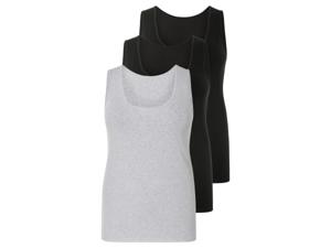 esmara 3 dames hemden (Zwart/grijs, XXL)