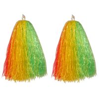 4x Stuks cheerball/pompom rood/geel/groen met ringgreep 33 cm