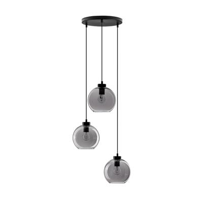 Lyora HanglampPalmer 3-lichts rond zwart met smoke glas - 9241140