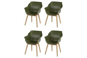 Set van 4 - Hartman Sophie Studio dining armstoel - Moss green - Teak poot