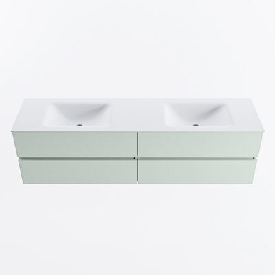 MONDIAZ VICA 180cm badmeubel onderkast Greey 4 lades. Wastafel CLOUD dubbel 2 kraangaten, kleur Talc.