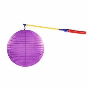 Paarse lampion 35 cm met lampionstokje