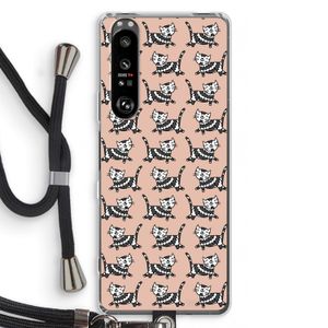 Zwarte poes: Sony Xperia 1 III Transparant Hoesje met koord