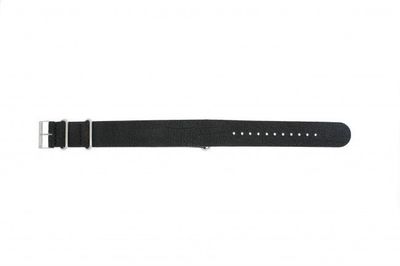 Horlogeband NATO UH13 Onderliggend Leder Zwart 22mm