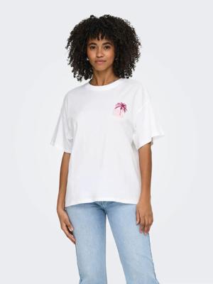 Only Onlmila S/s Print Box Jrs 15372177 T-shirt Korte Mouw 5015575 Bright White Mila Road Trip