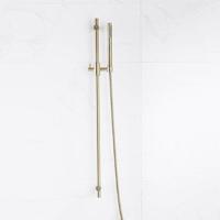 Fortifura Calvi glijstangset met staafhanddouche, metalen doucheslang Geborsteld Messing PVD (Goud) SW767490/SW720570/SW706206