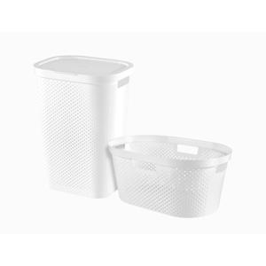 Curver Infinity Recycled Wasmand met deksel 60L + Wasmand 40L - Wit