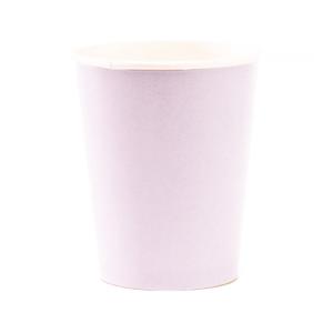 Feestbekers met hoesjes - 8x - lavendel paars - papier - 250ml