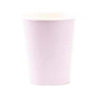 Feestbekers met hoesjes - 8x - lavendel paars - papier - 250ml