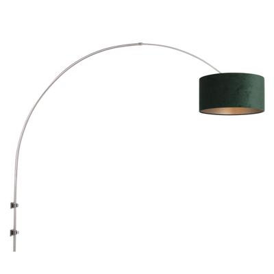 Steinhauer Wand BooglampSparkled RVS met groen velourse kap - 8145ST