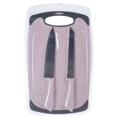 Excellent Houseware keuken Messenset - met snijplank - roze - Kook accessoires - Snijplanken set
