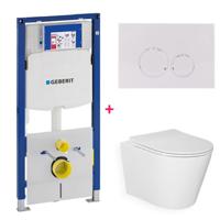 Geberit Sigma UP320 toiletset 41 wandcloset wit glans 49 cm met softclose zitting en drukplaat wit glans - thumbnail