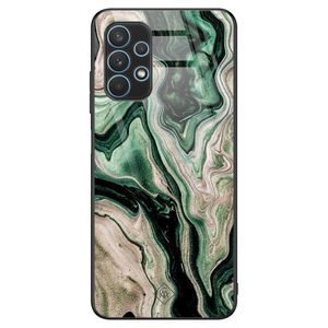 Samsung Galaxy A32 4G glazen hardcase - Green waves