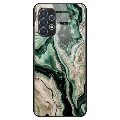 Samsung Galaxy A32 4G glazen hardcase - Green waves