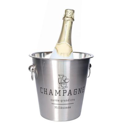 Champagne & wijnfles koeler/ijsemmer - zilver - rvs - 22 x 21 cm - De luxe model