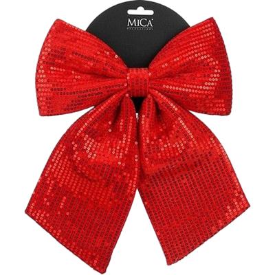 Kerst strik ornament - rood - 24 x 28 cm - polyester pailletten - kerststrik - kerstversiering