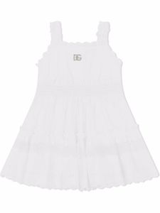 Dolce & Gabbana Kids robe en popelien à broderie anglaise - Blanc